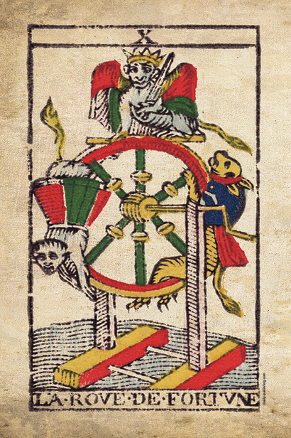 The Wheel of Fortune tarot card from the Marseille deck — representing the cycles and patterns you discover through consistent journaling