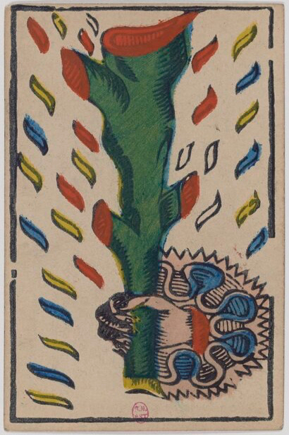 The Ace of Wands tarot card from the Marseille deck — symbolizing a new spark of creative inspiration and passion