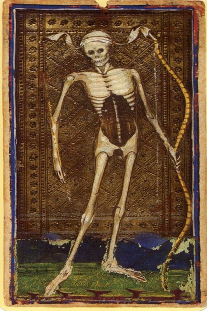 The Death tarot card from the Visconti deck — representing transformation and necessary endings