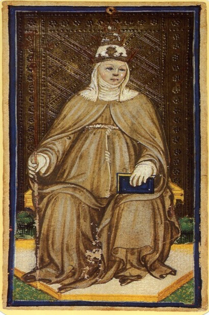 The High Priestess tarot card from the Visconti deck — representing the intuitive wisdom behind your deepest questions